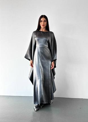 Невероятное черное блестящее вечернее шелковое платье в арабском стиле