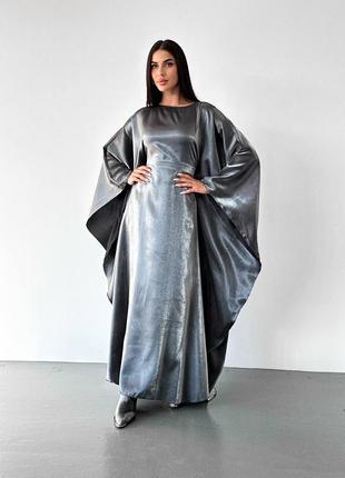 Невероятное черное блестящее вечернее шелковое платье в арабском стиле