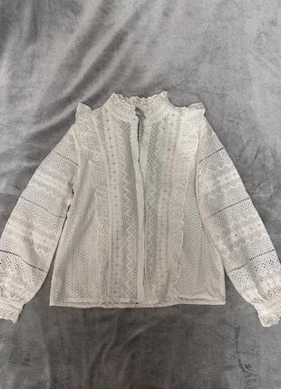 Блуза рубашка zara из прошвы