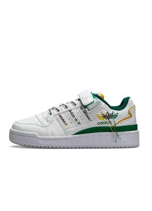 Кроссовки женские adidas forum 84 low new white green yellow7 фото