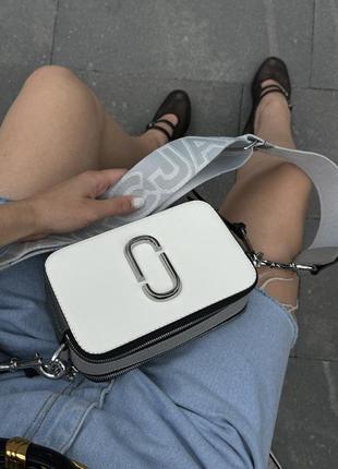 Marc jacobs the snapshot metallic white, женская кожаная сумка, женская кожаная кожаная сумка