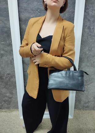 Горчичный удлиненный пиджак zara/пиджак кардиган