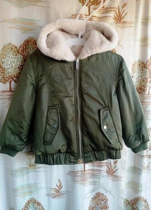 Новый двусторонний бомбер/шубка zara на 3-4 года