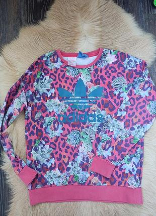 Кофта оверсайз adidas, свитшот в цветочный принт от adidas