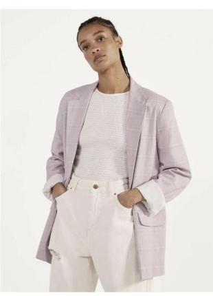 Лиловый пиджак в клетку bershka💗