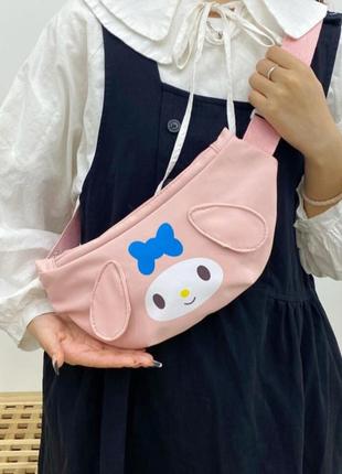 Детская сумочка бананка на пояс, мелоди, kuromi, новые