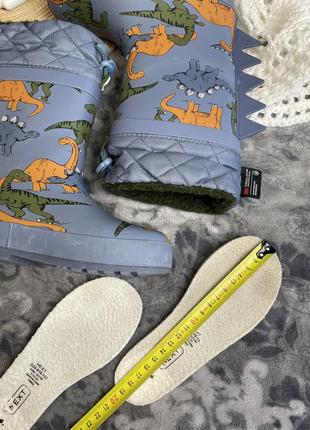 1+1=3 🦕 утеплені гумові чоботи next 29 р 19 см сині діно динозаври 3m thinsulate гумачки