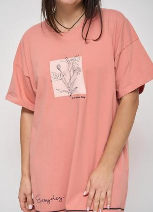 Ночая сорочка-туника с рукавчиком трикотажная цветок размер 2xl, 3xl, 4xl, 5xl3 фото