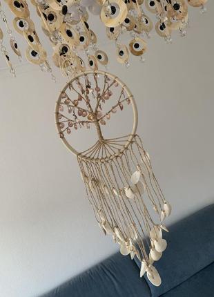 Ловец снов, амулет, декор настенный с ракушками ′сакура′