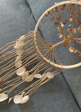 Ловец снов, амулет, декор настенный с ракушками ′сакура′