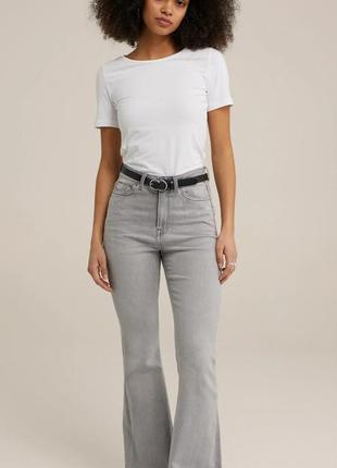 Круті фірмові стрейчеві джинси кльош висока посадка батал river island