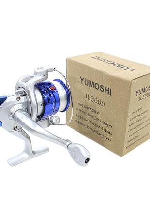 Катушка безынерционная yumoshi jl3000 с леской silver-blue3 фото