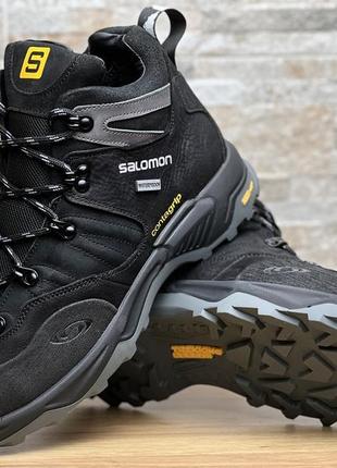 Спортивные кожаные ботинки, кроссовки термо salomon contagrip gore-tex