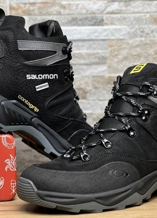Спортивные кожаные ботинки, кроссовки термо salomon contagrip gore-tex