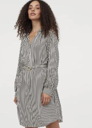Стильное кэжуал платье рубашка h&m в полоску р.s в идеале