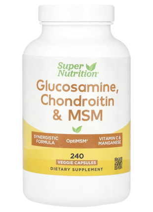 Super nutrition, глюкозамин, хондроитин и мсм, 240 растительных капсул