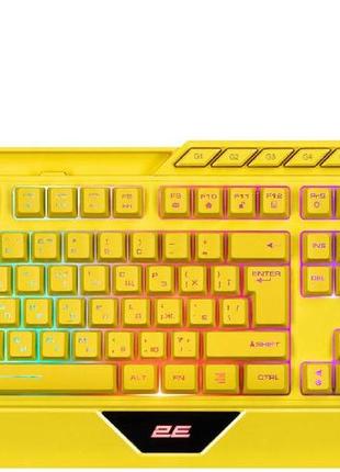 Яскрава ігрова клавіатура з підсвіткою 2e gaming kg315 rgb usb yellow