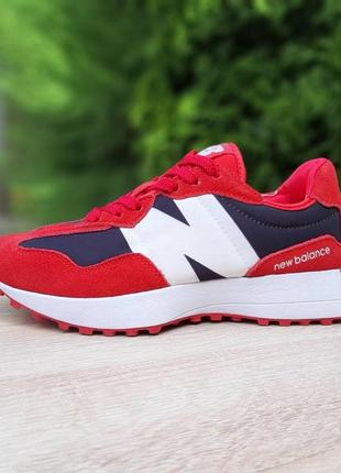 Жіночі кросівки | new balance 327 | червоні з синім й білим | замша/текстиль, :36