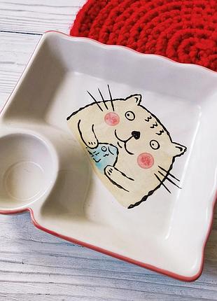 Сервірувальна тарілка в японському стилі «милий рибалка» квадратна