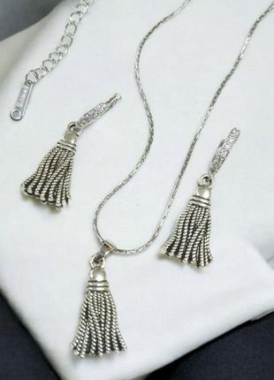 Женский комплект серьги и подвеска из медицинского золота stainless steel, позолоченный