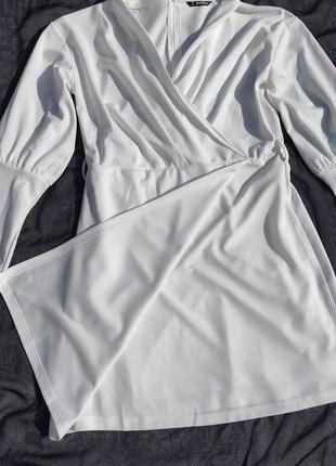 Стильное белое платье на запах shein5 фото