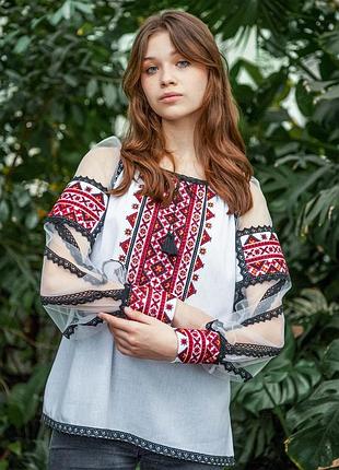 Вишиванка.жіноча сорочка з вишивкою. біла блуза з льону