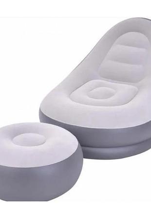 Надувной диван с пуфом air sofa надувное велюровое кресло с пуфиком