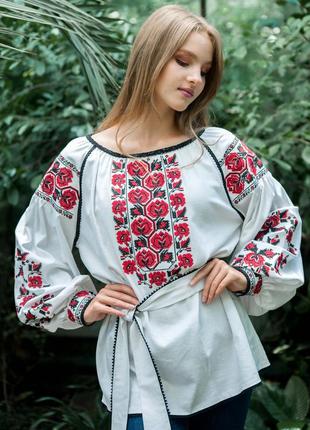 Вишиванка. жіноча сорочка з вишивкою. біла блуза з льону