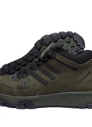 Мужские зимние кожаные ботинки adidas bedwin green