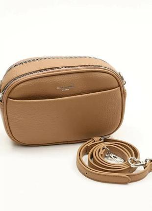 Женская овальная коричневая сумка david jones модная сумочка-клатч через плечо из эко-кожи на 2 отделения