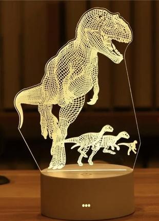 Ночник 3d от usb динозаврик