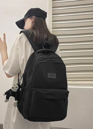 Жіночий шкільний підлітковий рюкзак в чорному кольорі для дівчинки2 фото