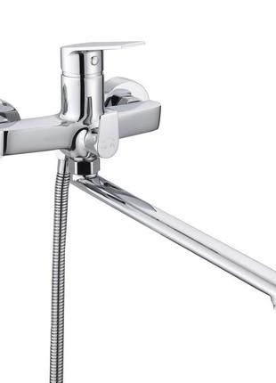 Смеситель для ванны qtap stenava new с поворотным изливом (c душевым гарнитуром) qtste2601crm45536 chrome