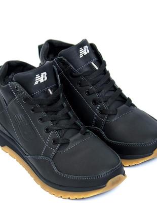 Мужские  зимние кожаные кроссовки  new balance clasic black3 фото