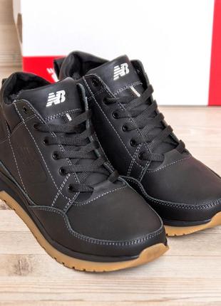Мужские  зимние кожаные кроссовки  new balance clasic black8 фото