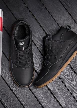 Мужские  зимние кожаные кроссовки  new balance clasic black7 фото