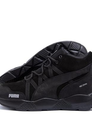 Мужские зимние кожаные ботинки pm runner black