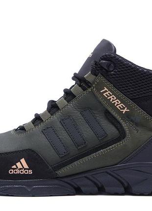 Мужские зимние кожаные ботинки adidas bedwin green