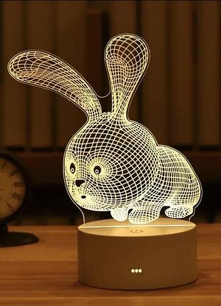 Ночник 3d от usb зайка кролик