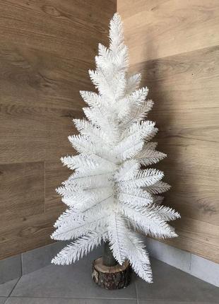 Настільна штучна ялинка elegant 85см на пеньочку біла