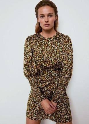 Нова сатинова сукня zara в квітковий принт asos h&m