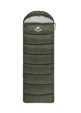 Мішок спальний з капюшоном naturehike u350s nh20msd07 (-3°c) правий, темно-зелений