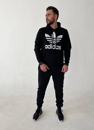 Зимний мужской спортивный костюм на флисе adidas