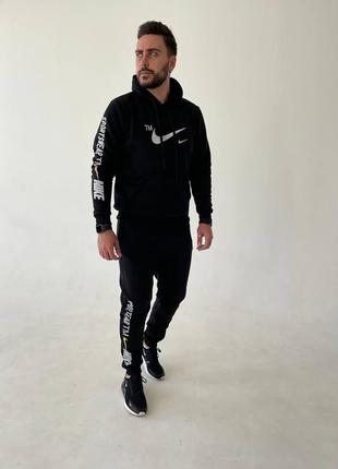 Зимний теплый мужской спортивный костюм на флисе nike tm