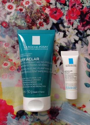 Набор la roche-posay effaclar гель-микропилинг для проблемной кожи и la roche-posay effaclar ультраконцентрированная сыворотка с эффектом пилинга