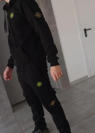 Дитячий спортивний теплий костюм 3нитка на флісі stone island 140-164 турція