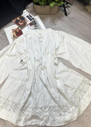 Сорочка ситцева рубашка ретро блуза вінтажна батал