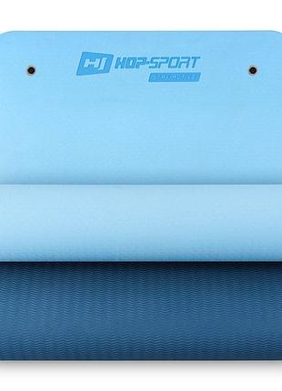Фитнес-коврик с отверстиями hop-sport tpe 0,8см hs-t008gm сине-голубой