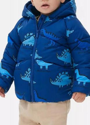 Куртка primark хлопчик 86 см с діно,дінозаврами,утепленна на флісі з капюшоном ,осінь/зима/весна