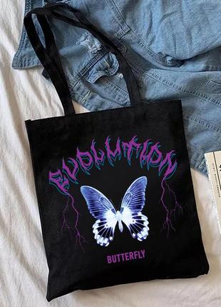Сумка-шоппер з принтом метелик 6